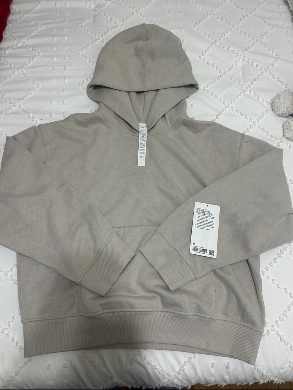 Women Hooded Pullover Sweatshirt in Light Taupe